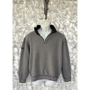 Polo Ralph Lauren Mens Large Logo Light Gray / Gray Reversible 1/2 Zip Sweater